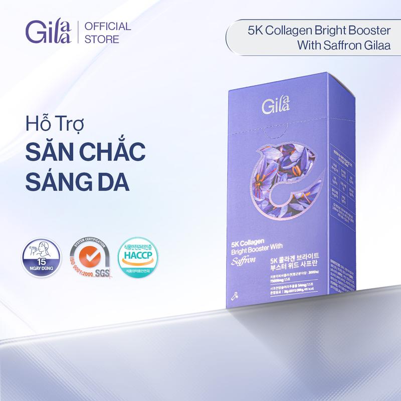 TPBS 5k Collagen Bright Booster With Saffron - Gilaa Hàn Quốc Chính Hãng - Dạng Nước Hỗ Trợ bổ sung Collagen 20gx15 gói