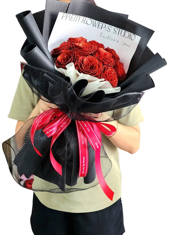 Bó hoa kim tuyến 10 hoa xinh xắn giấy gói Hàn không nhăn có thiệp đèn led vương miệng có giao Hỏa Tốc - món quà ý nghĩa cho sinh nhật và các ngày lễ Decor Decor Phòng setquatang bangai set túi Trang Trí Nhà hộp quatang bannu qua tang