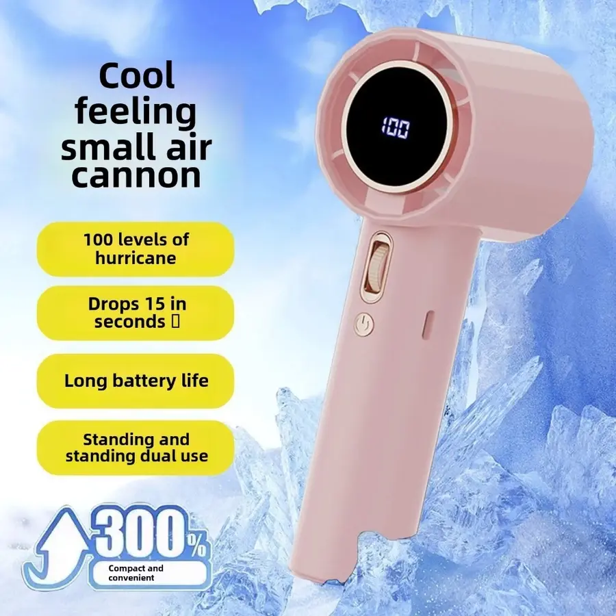 【COD】  LED Digital Display High-speed Portable Handheld Fan 4000MAH Mini kipas Strong Wind 100 Gear Wind Speed kipas angin Digital Display Adjustable Turbo kipas tangan untuk olahraga luar ruangan dan pendinginan cepat