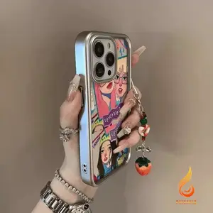 Casing Ponsel Cewek Cantik Dan Keren Kompatibel Untuk IPhone 15 16 11 13 14 12 Pro Max XR 16 7 8 15 14 Plus XS X Max SE 2020 Bingkai Elektroplating Mewah Penutup Lembut Anti Guncangan