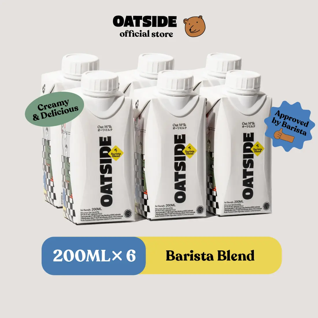 OATSIDE Mini Cap Oat Milk Barista Blend 200ml (6pcs) (Kemasan Tutup Botol) | Susu Oat