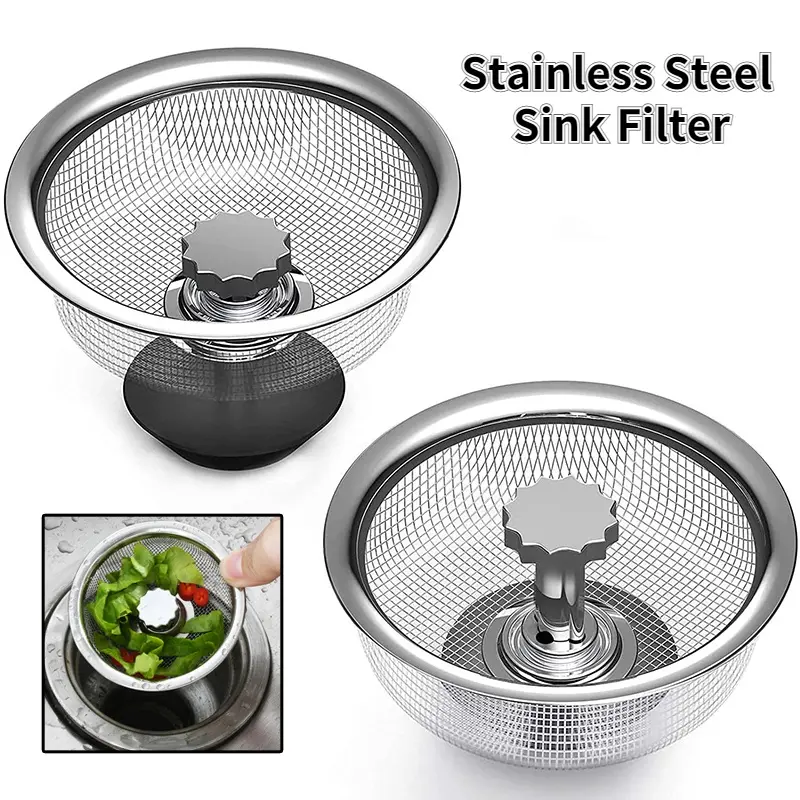 Stainless steel sink filter/wash basin anti-clogging mesh sink strainer floor drain/bathtub hair catcher stopper/shower drain hole filter trap bathroom kitchen accessories