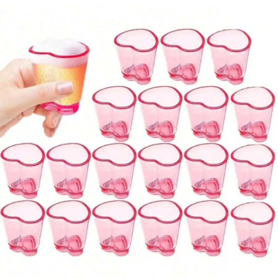 Heart Shaped Glass Cup, 4 Counts/set Creative Drinking Cup,   Drinkware for Party, Festive & Party Supplies