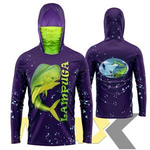 ชุดตกปลาและเสื้อป้องกันแสงแดด, เสื้อตกปลาแขนยาวมีฮู้ดพร้อมหน้ากากป้องกันใบหน้า ปรับแต่งชื่อฟรี ใส่สบาย ระบายอากาศได้ดี ป้องกันรังสียูวี ยากันยุง เหมาะสำหรับกิจกรรมกลางแจ้ง