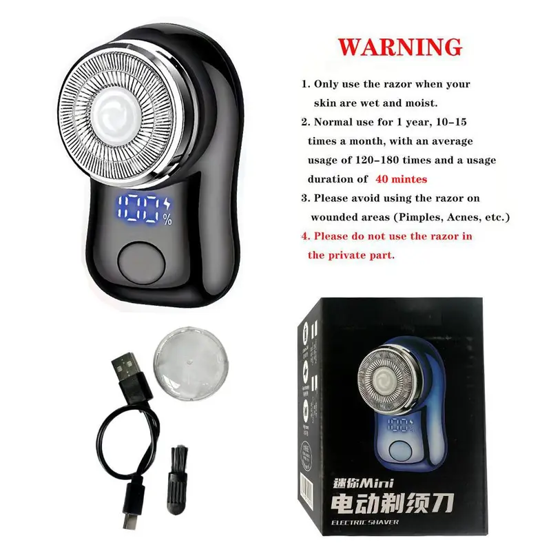 Portable Comfort Mini USB Rechargeable Shaver, Electric Beard Razor for Men, Wet & Dry Shaver for Home, Office, Car, Business Travel, Beard Care Machine, Sharp Electric Shaver, Shaver for Men, Facial Shaving Products, Shaver Razors 8