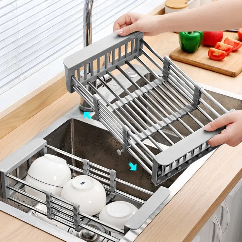Rổ Gác Bồn Rửa Chén, Giá Inox Để Chậu Bồn Rửa Bát Đa Năng Chất Liệu Inox 304 Không Gỉ Có Thể Điều Chỉnh Kích Thước 3