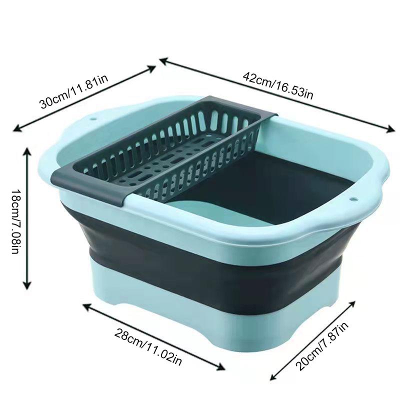 Portable Kitchen Storage Tray Foldable Dishwashing Basin with Drain Plug, Space Saving Outdoor Multipurpose Folding Sink 8