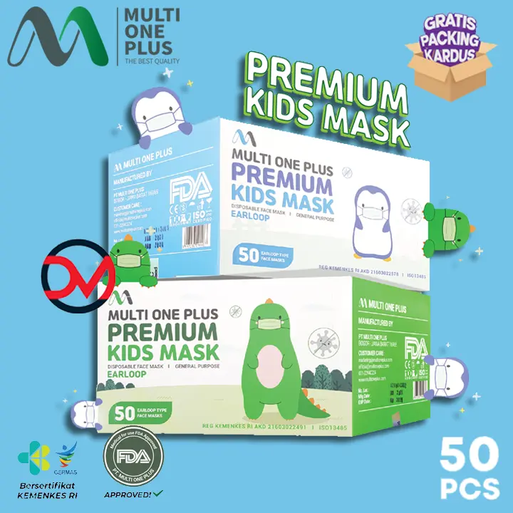 Masker Multi One Plus Kids 3ply isi 50 / Masker Medis Anak 3 lapis Sekali pakai Motif Fashion