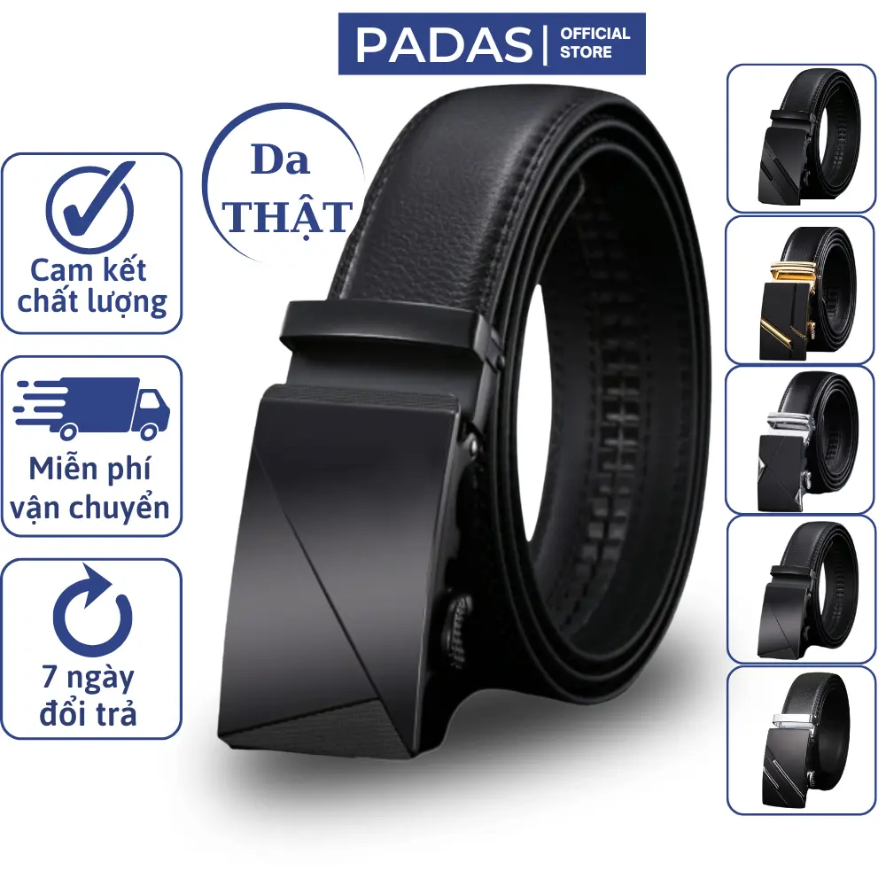 Dây nịt nam thắt lưng nam cao cấp dây lưng da bò thật khoá tự động quà tặng cho nam giới PADAS OFFICIAL TL127