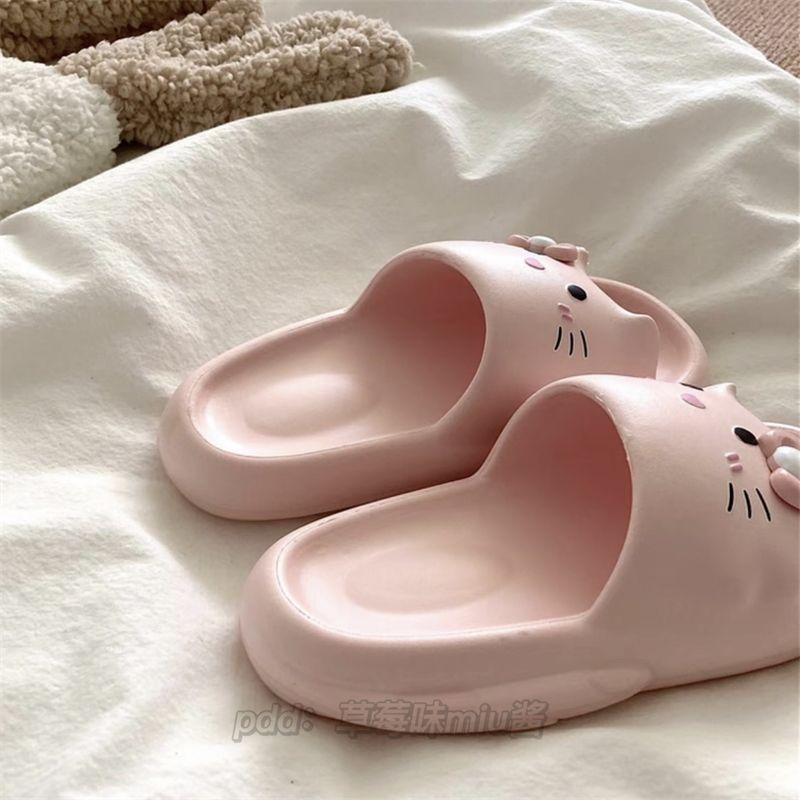 Dép Lê Kitty, Kiểu Lười, Đế Dày Eva, Dễ Thương, Dành Cho Nữ Vào Mùa Hè, Phong Cách Cô Gái Trẻ, Đế Chống Trượt, Dép Đi Trong Nhà Và Phòng Tắm, Năm 2024 2