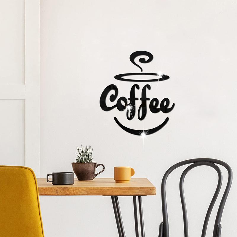 Miếng Dán Tường Acrylic Đồ Trang Trí Gương Tiếng Anh, Màu Cà Phê, Cho Nhà Bếp Và Phòng Ăn, Miếng Dán Nền Tường, Đồ Trang Trí Decor Decal Decor Phòng dán Đồng 6