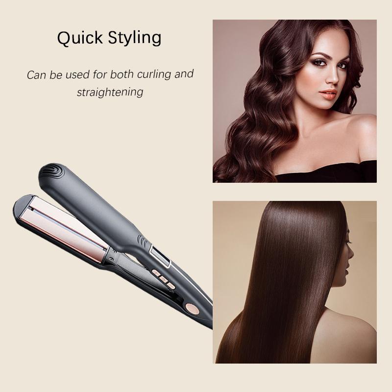 Corded Infrared Straightening Board, Hair Straightening & Curling Dual-purpose Wider Clip Bangs, Lady Clipboard Straightener Curling Iron, Excellent Home Appliances, Silk Press, Winter & New Year Gift, Hair Curler 4
