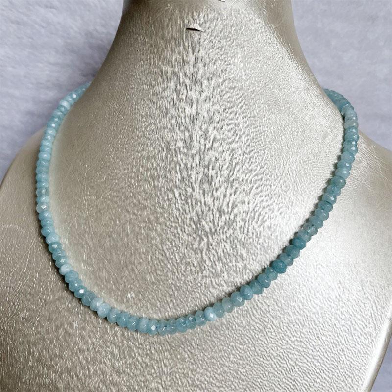 Product Introduction of 4*6MM Faceted Aquamarine Necklace Power Natural Stone Jewelry Dance Health Care Gemstone Protection Healing Yoga 40/45/50/55CM 4