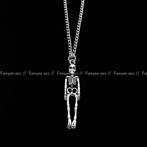 [Fanyee] Dark Skull Man Skeleton Liontin Pasangan Kalung Hip Hop Q468