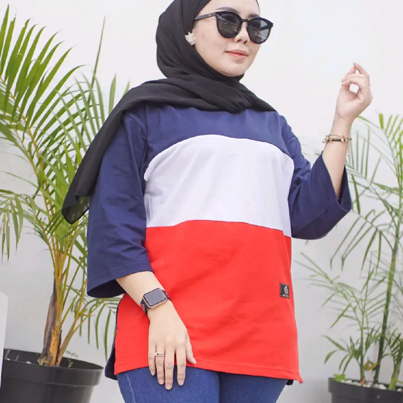 Kaos Wanita Oversize Atasan Wanita Lengan 7/8 Motif Polos Premium 6