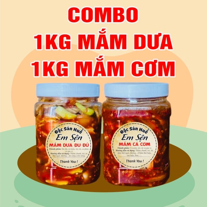 Combo 1 kg mắm dưa đu đủ +1 kg mắm cá Cơm