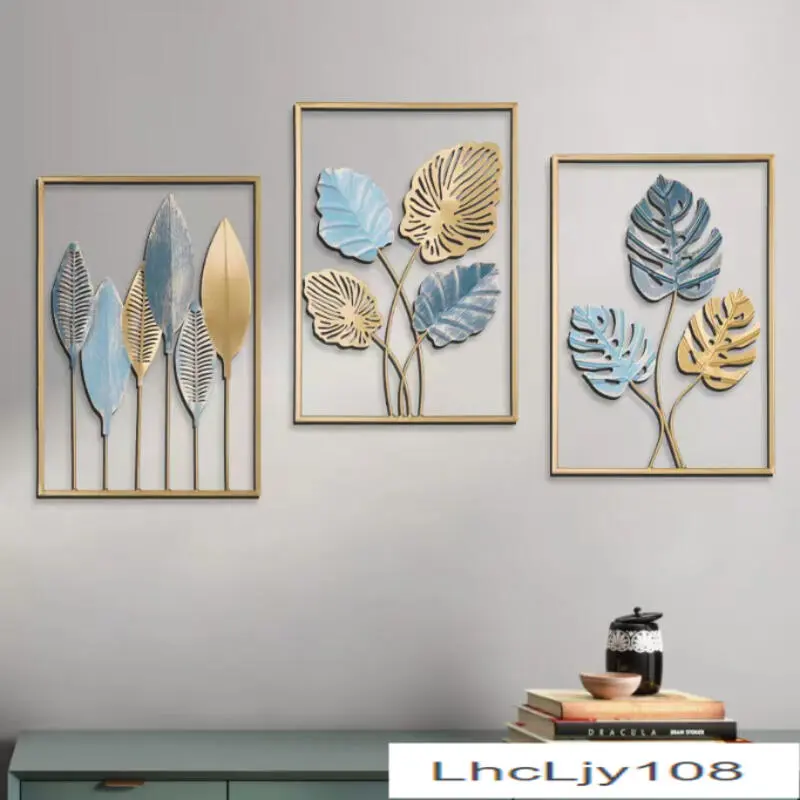 Iron art photo frame leaf living sofa TV background decorations entryway room wall hangings