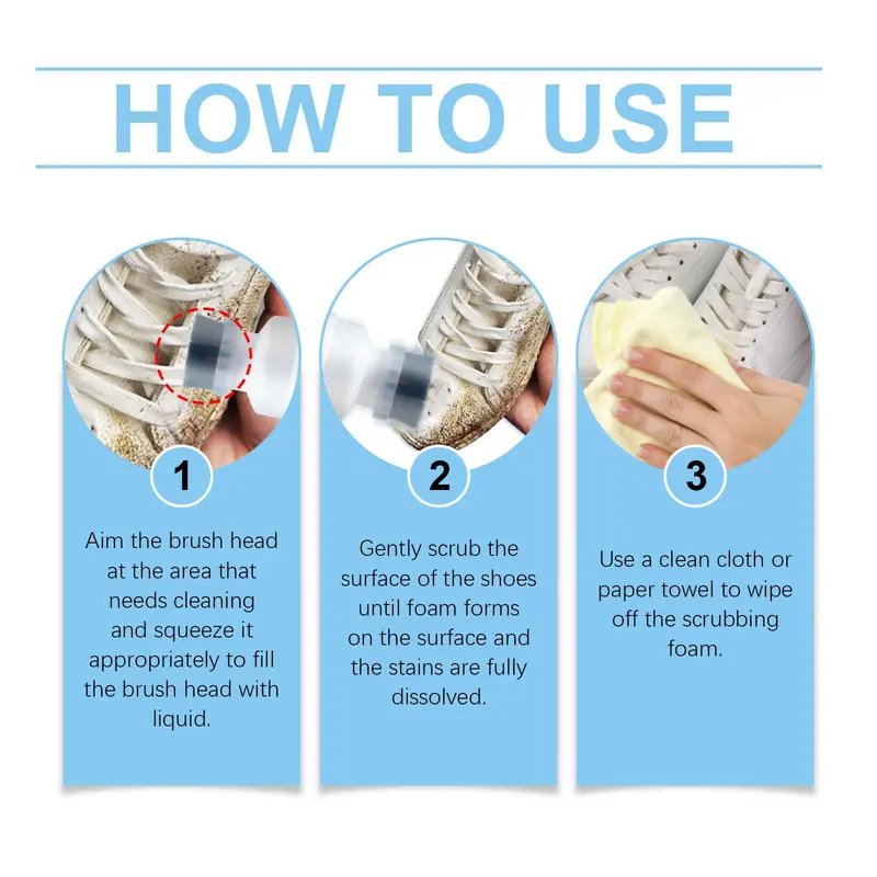 Foam Cleaner for White Shoes,  1/2 Counts Shoe Cleaner with Brush, Household Cleaner for Daily Cleaning, Sneakers, Shoes, Home Care Supplies, Footwear 7