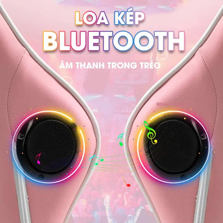 Ghế gaming nữ có loa bluetooth kết hợp dải đèn led, ghế livestream cao cấp có ngả lưng, gác chân 1