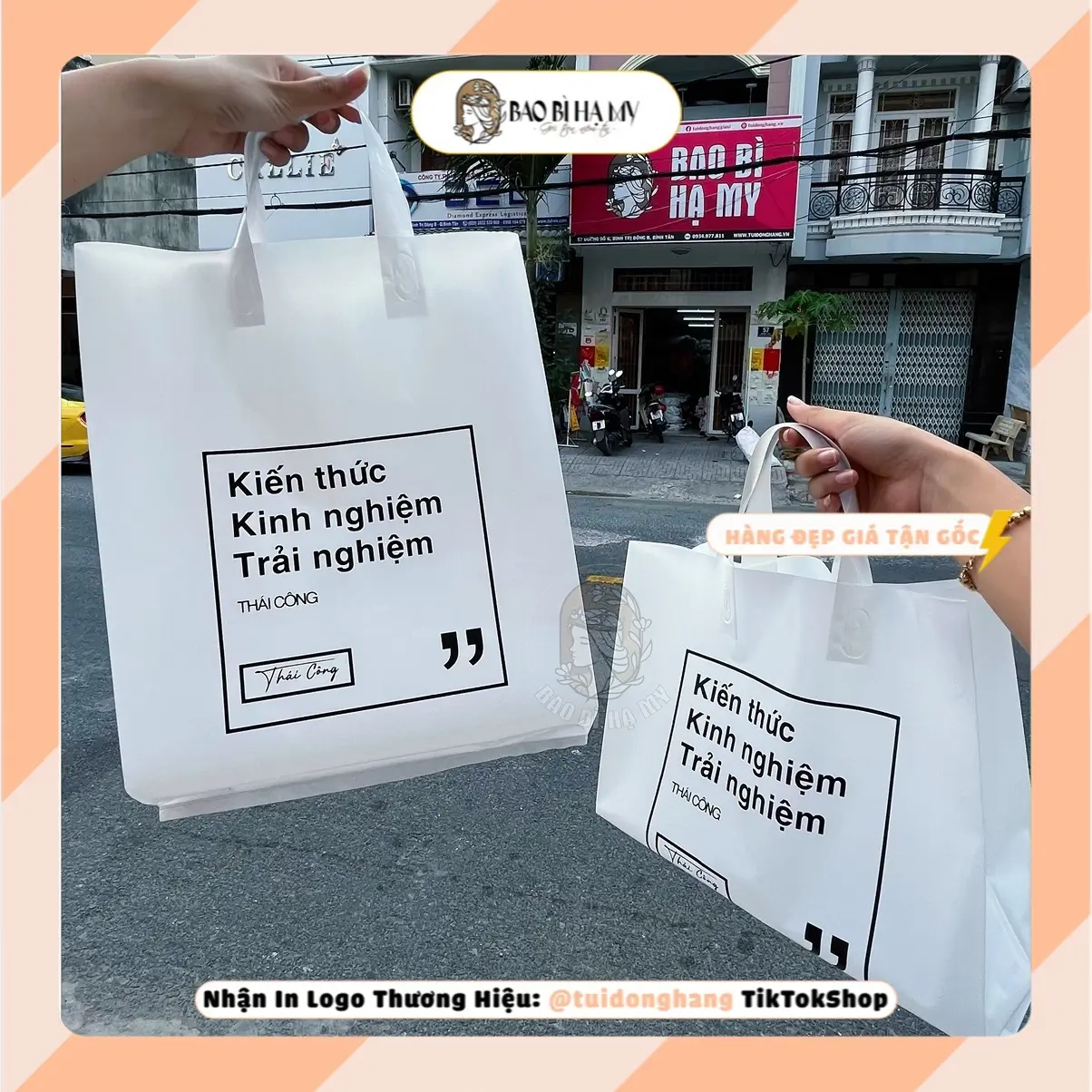 [1 Cái] Túi Nilon, Túi Nhựa Đa Năng Màu Trắng Có In Chữ Ký Thái Công Bag Nam