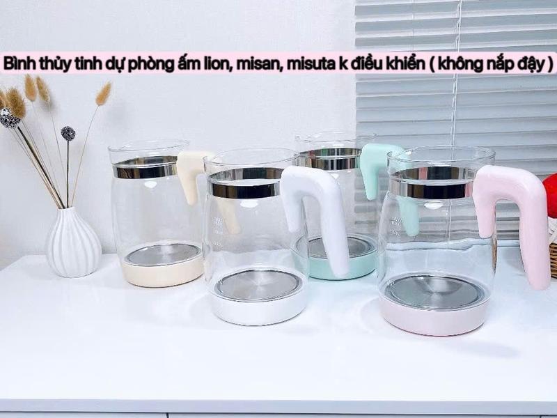 ( Phụ kiện thay thế) Bình thủy tinh rời Máy đun nước pha sữa Lion Baby , Misan, Coco bear không kèm nắp cho bé