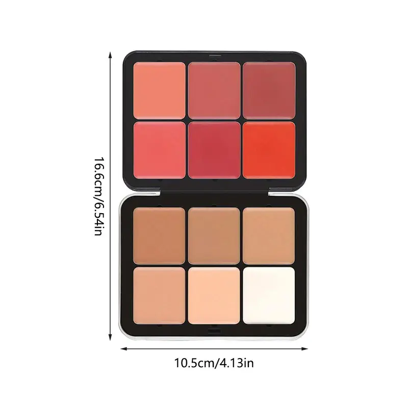 12 Color Blush Palette, 1 Box Matte & Glitter Glow Highlighter Palette, Long Lasting Blush Concealer Palette, Natural Look Blush for Daily Makeup, Compact Cosmetics 1