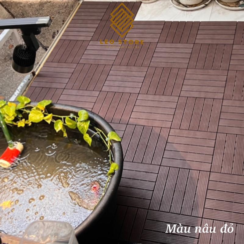 [Xưởng sản xuất] Tấm lót sàn nhựa ban công, tấm lót sàn giả gỗ HVNXK, vỉ nhựa lót sàn sân thượng, bể bơi, decor nhà, kích thước 30x30x1.8cm 4
