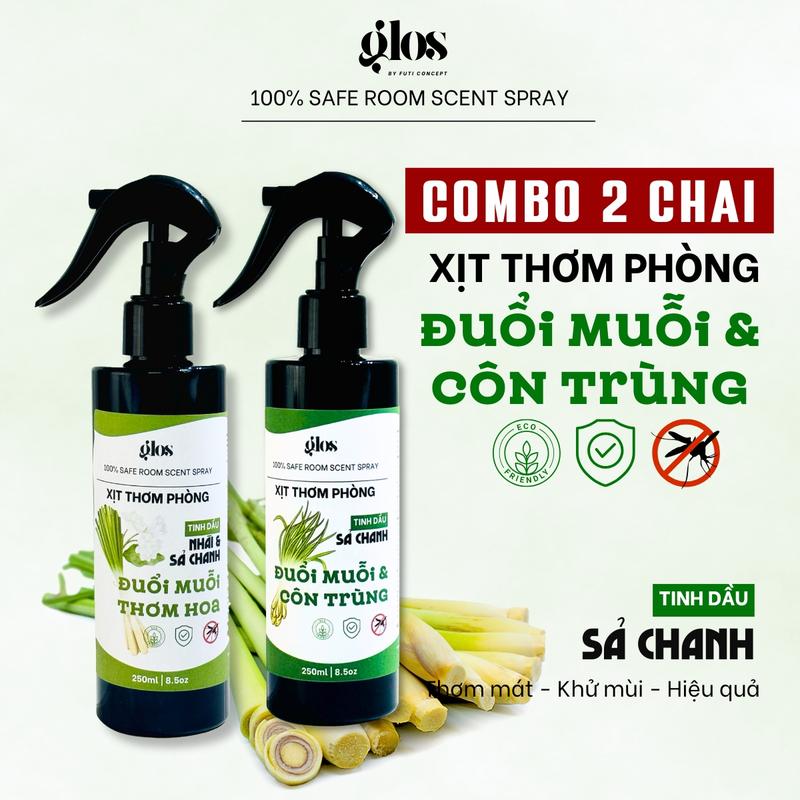 Combo 2 Chai Xịt Thơm Phòng Hương Sả Chanh, Cà Phê Khử Mùi, Công Dụng Đuổi Muỗi, Thư Giãn Cho Căn Phòng