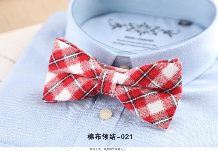 Product Introduction of 1PCS Men's Bow Tie Korean Version Fashion Casual Bow Cotton Trendy Plaid Striped Collar Bow Tie Manufacturer Wholesale Spot 24