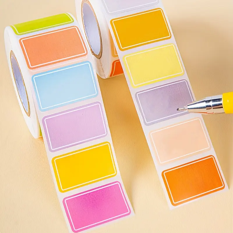 500pcs/roll, All-Purpose Labels Colorful Label Sticker Mouth Paper Label Sticker Waterproof Self-adhesive Name Label Mark Blank Handwritten Name Commodity Food Paste Category Index Stick Small Note Label Stickers