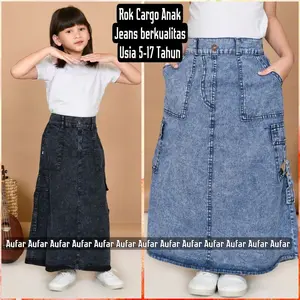 ROK JEANS ANAK PEREMPUAN MODEL CARGO USIA 5-17 TAHUN