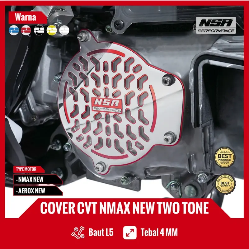NSA COVER CVT NMAX NEW AEROX NEW AEROX OLD TUTUP CVT YAMAHA NMAX AEROX NEW COVER CVT AKRILIK 1 SET DENGAN RING BAUT TWO TONE Motor Motorcycle Karet 1
