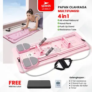 SPEEDS Papan Pilates Papan Perut Latihan Perut Aerobik Six Pack Gym 4in1 Push Up Ab Wheel Fitness Multifungsi 009-21