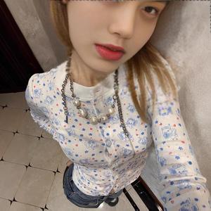 Áo Khoác Cổ Tròn Họa Tiết Voi, Áo Thun Nữ Tay Dài, Kính Râm Cho Cô Gái Nóng Bỏng, Ngọt Ngào và Phong Cách, Kiểu Mới Cho Mùa Xuân và Mùa Hè