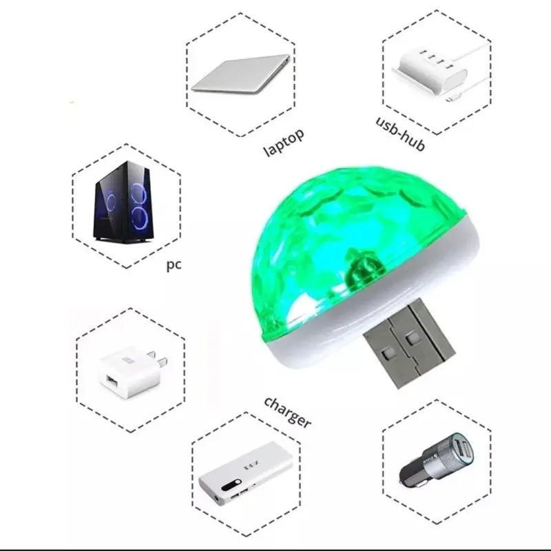 Lampu LED Disco Colok USB/Lampu RGB Disko Lampu Interior Mobil, Kamar, Lampu Panggung Colok USB 7