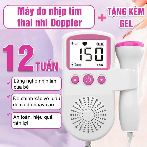 Máy Nghe Đo Tim Thai Tại Nhà Fetal Doppler Màn LCD Cao Cấp Chính Hãng An Toàn Tiện Lợi TẶNG KÈM GEL + PIN - Máy Theo Dõi Tim Thai Tại Nhà Fetal Doppler Chính Hãng