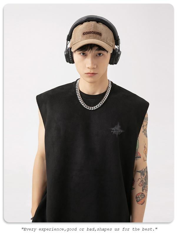 Product Introduction of Lotin Suede Thin Sports Vest Men's 2024 Summer New Sleeveless T-shirt American Letter Printed Casual Waistcoat 16