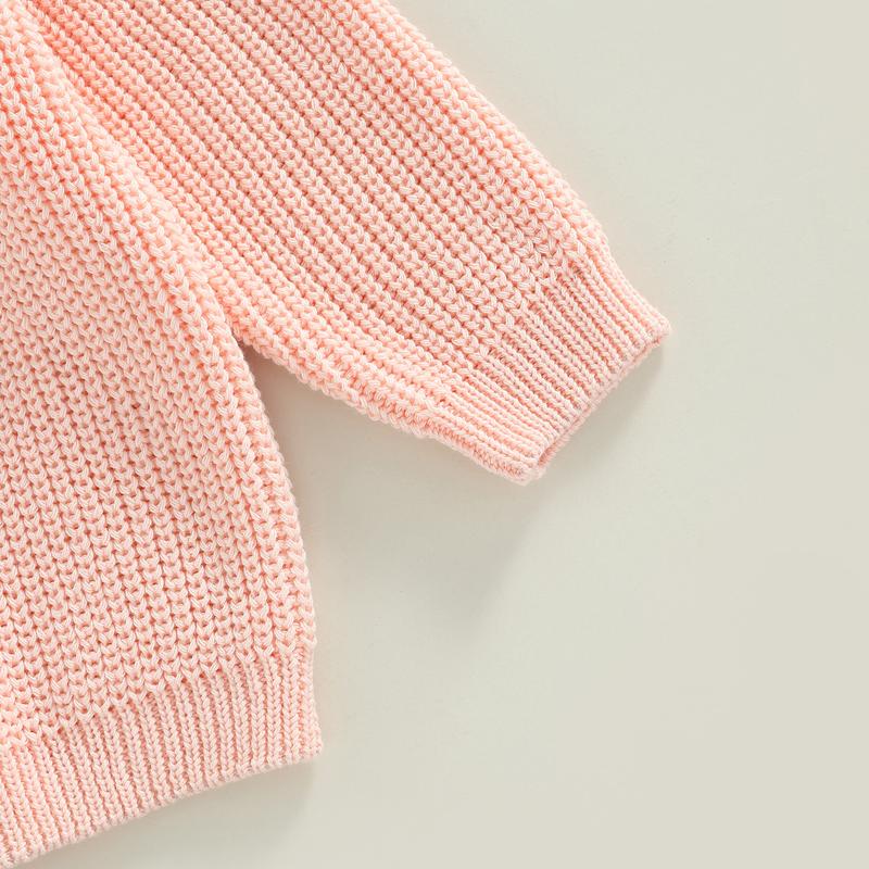 Product Introduction of Toddler Baby Round Neck Sweaters, Long Sleeve Solid Color Loose Knitted Pullovers 60