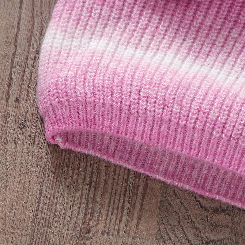 Toddler Sweaters Gradient Color Drop Shoulders Long Sleeve Round Neck Ribbed Knitted Pullover 7