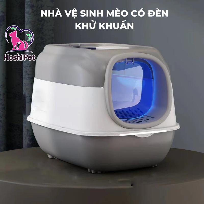 Nhà vệ sinh cho mèo có đèn khử khuẩn bằng tia UV NVS06 - Nhà vệ sinh cho mèo lớn cỡ lớn - HoshiPet