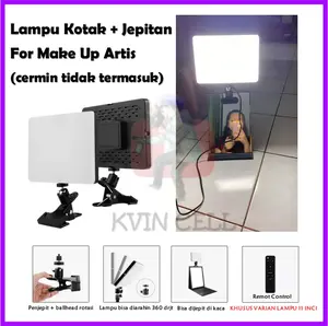 Square Light Tri Color Lampu Make Up Folding Mirror Vanity Lamp Makeup Jepit Beautylight Lampu Kotak Make Up Artis Free Penjepit Cermin 3 Warna Warni Pengantin