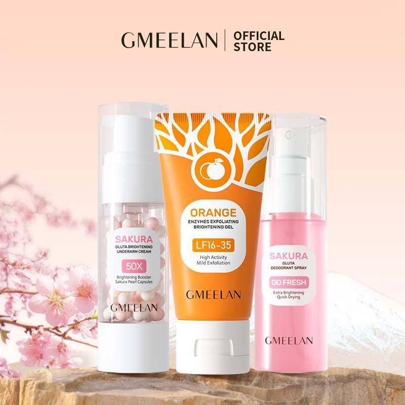 【L-1 GMEELAN Gel Tẩy Tế Bào Chết Da Mặt 50g + Kem Dưỡng Nách Sakura Underarm Cream 30g + Xịt hỗ trợ khử mùi SAKURA GLUTA 50ml Bodycare