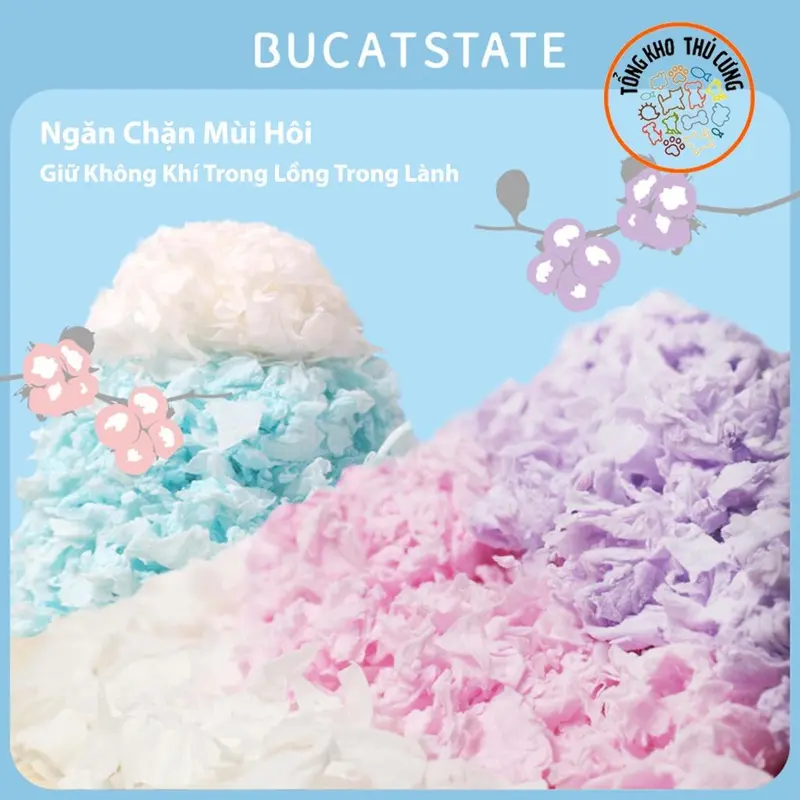 Giấy lót chuồng cho thú cưng nhỏ, làm ổ chuột hamster HÃNG BUCATSTATE bông giấy mềm mại không bụi, bảo vệ hệ hô hấp 400g 1