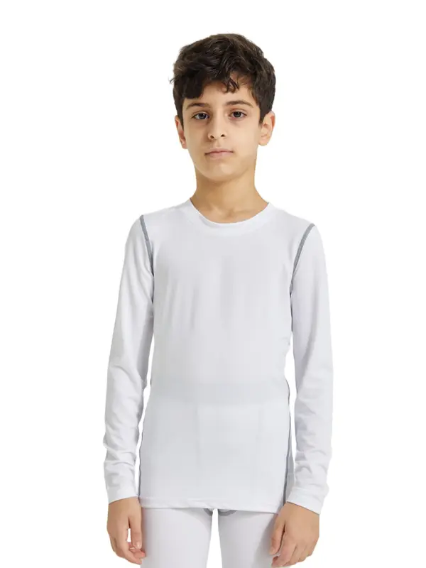 Boy's Contrast Binding Long Sleeve Sports Tee, Quick Drying Round Neck Top-stitching Sports T-shirt, Boy's Sportswear for Gym Workout Running 7