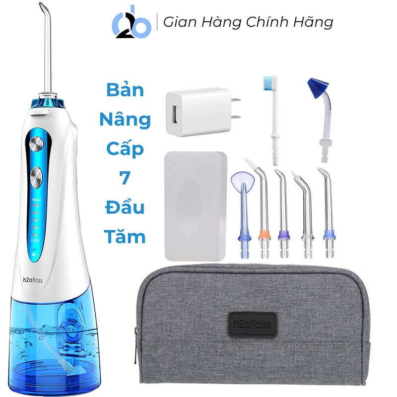Tăm nước cầm tay H2ofloss HF9P. Dụng cụ vệ sinh răng miệng hoàn hảo, phiên bản nâng cấp từ h2ofloss hf6 với công suất mạnh hơn, tặng kèm 7 đầu tăm Máy Tăm Nước