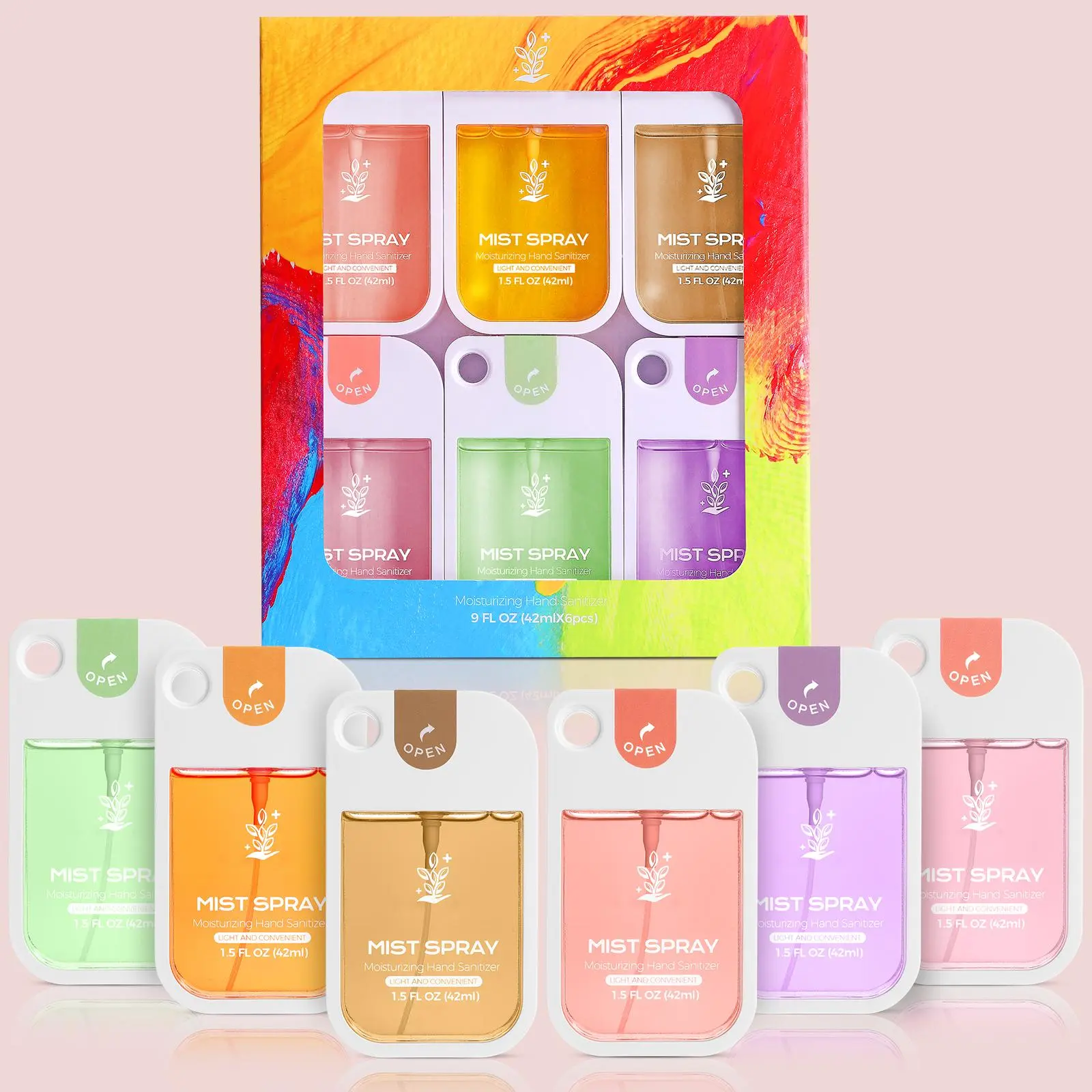 Portable Travel Hand Sanitizer Spray, 6 Counts/box Mini Hand Sanitizer Spray, Hand Wash Spray for Women & Girls, Travel Essentials, Travel Size