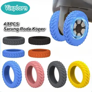 Vixplorn 4/8pcs Cincin Karet Roda Koper Silikon Sarung Roda Koper Perlindungan Roda Koper Silikon Pengurangi Kebisingan Penutup Roda Koper Silikon Pelindung Roda Koper Over