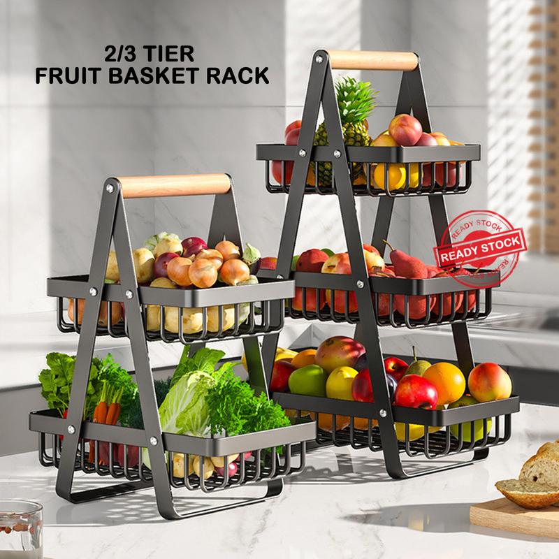 2/3 Tier Multi Layer Rack Bawang Vegetables Basket Portable Kitchen ...