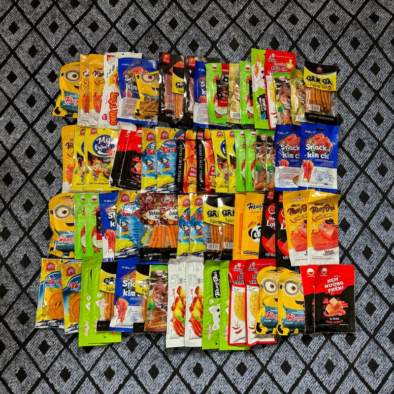 Combo 95 gói snack que cay mix vị Ăn Vặt A Long Foods