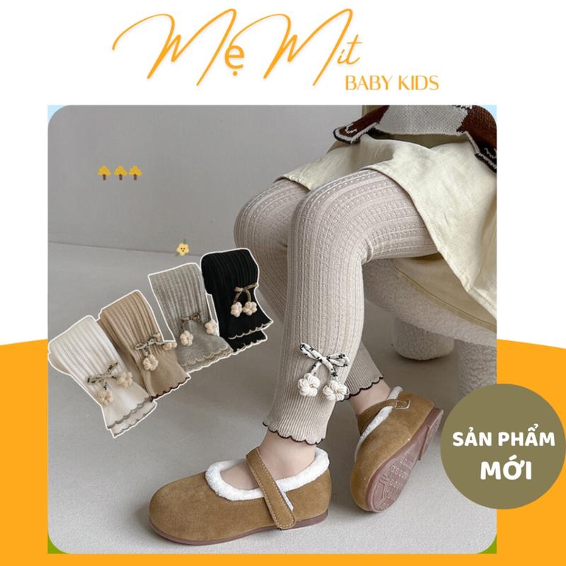 Quần legging cho bé gái, Quần dài dáng ôm đính hoa cho bé từ 1 đến 4 tuổi 0